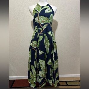 Beautiful Ann Taylor dress with leaves design vacation vibe size 8 euc